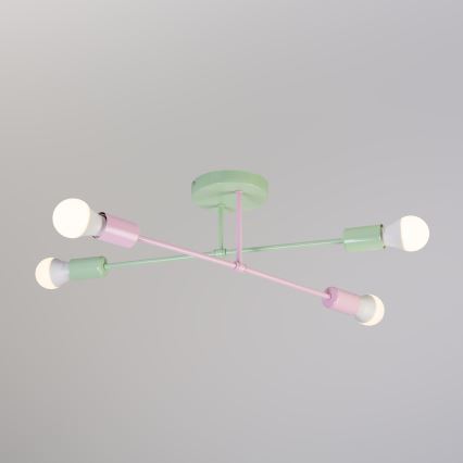 Lampadario a soffitto CAMBRIDGE 4xE27/15W/230V verde/rosa