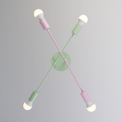 Lampadario a soffitto CAMBRIDGE 4xE27/15W/230V verde/rosa