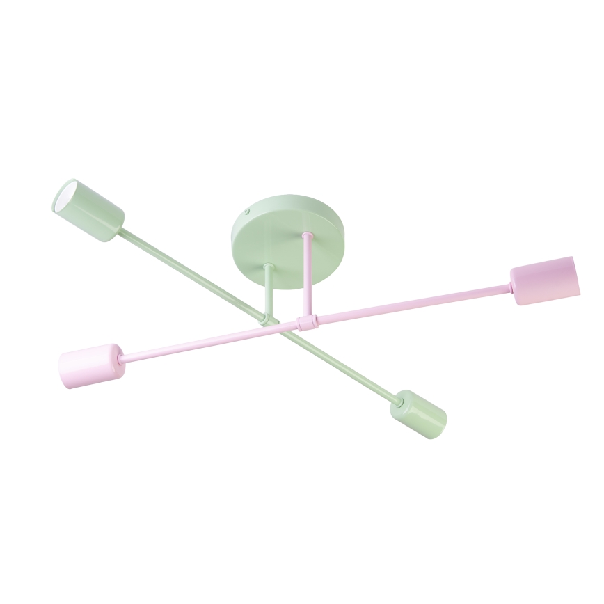 Lampadario a soffitto CAMBRIDGE 4xE27/15W/230V verde/rosa