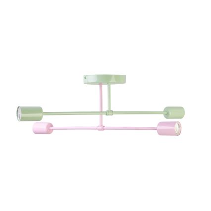 Lampadario a soffitto CAMBRIDGE 4xE27/15W/230V verde/rosa