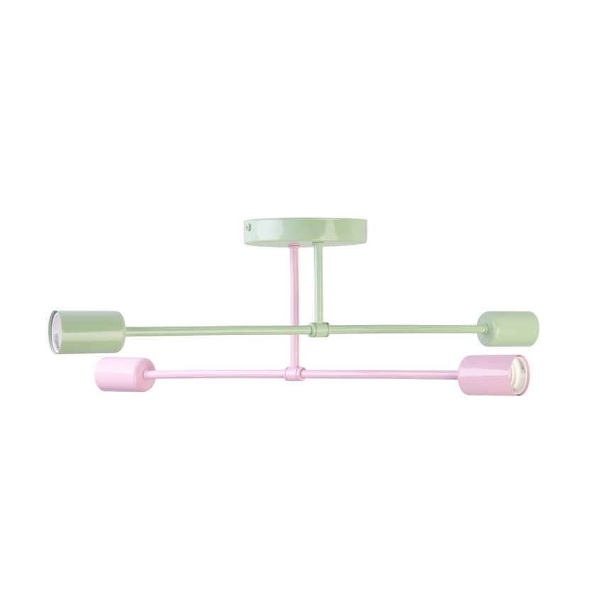 Lampadario a soffitto CAMBRIDGE 4xE27/15W/230V verde/rosa