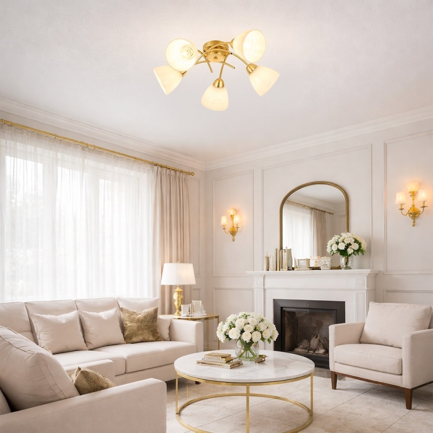 Lampadario a soffitto CLARA 5xE27/15W/230V, finitura oro