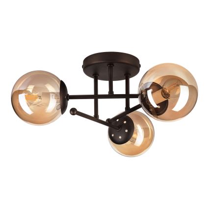 Lampadario a soffitto MALENA 3xE14/5W/230V marrone/beige fumé