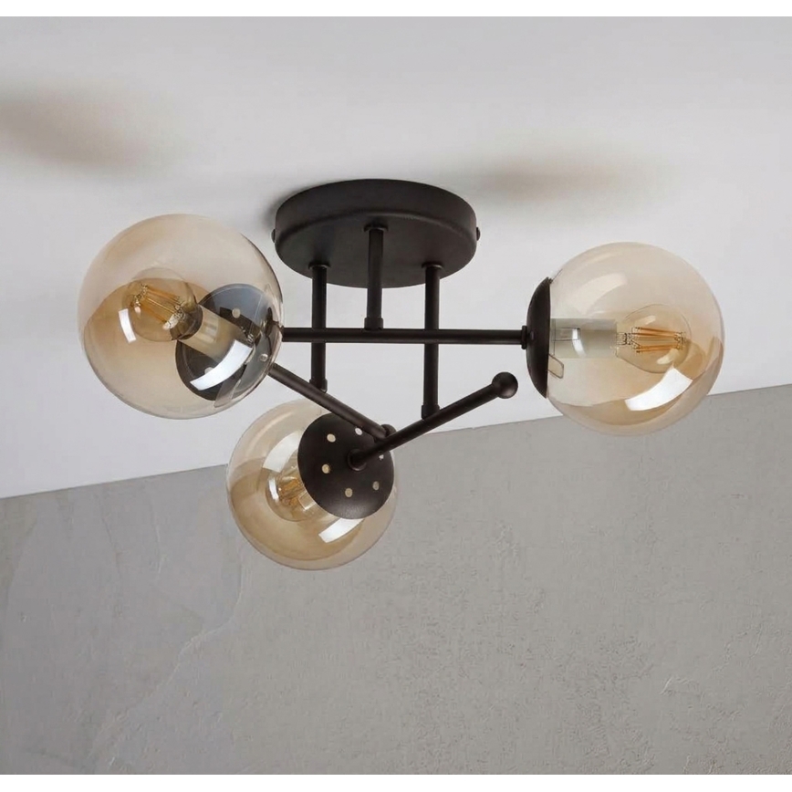 Lampadario a soffitto MALENA 3xE14/5W/230V marrone/beige fumé