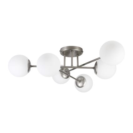 Lampadario a soffitto MALENA 6xE14/5W/230V cromo opaco/bianco