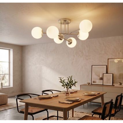Lampadario a soffitto MALENA 6xE14/5W/230V cromo opaco/bianco