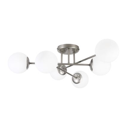 Lampadario a soffitto MALENA 6xE14/5W/230V cromo opaco/bianco
