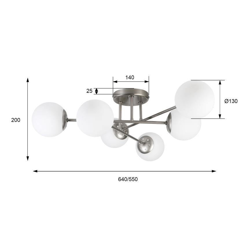 Lampadario a soffitto MALENA 6xE14/5W/230V cromo opaco/bianco