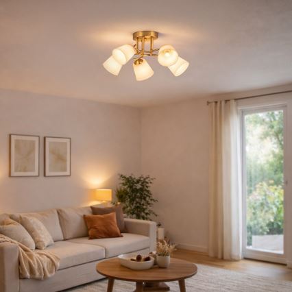 Lampadario a soffitto PAFOS 5xE27/15W/230V dorato