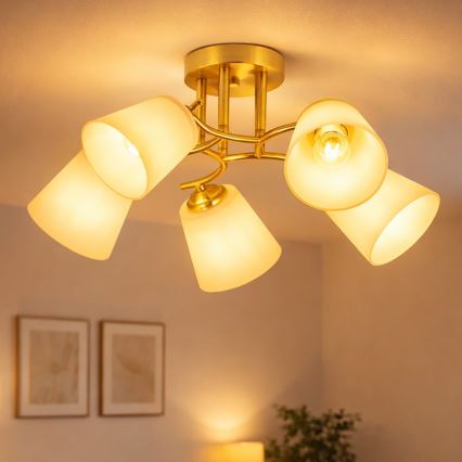 Lampadario a soffitto PAFOS 5xE27/15W/230V dorato