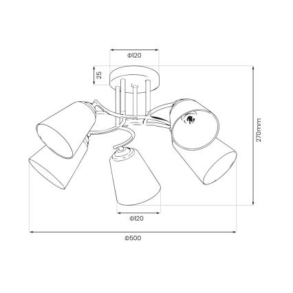 Lampadario a soffitto PAFOS 5xE27/15W/230V dorato