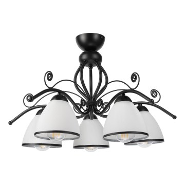 Lampadario a soffitto RETRO 5xE27/60W/230V nero/bianco
