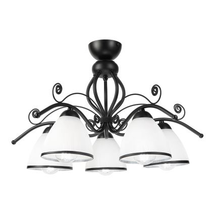 Lampadario a soffitto RETRO 5xE27/60W/230V nero/bianco