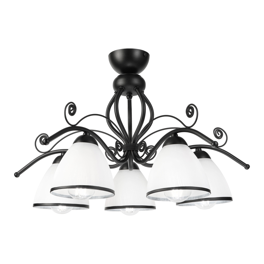 Lampadario a soffitto RETRO 5xE27/60W/230V nero/bianco