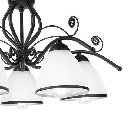 Lampadario a soffitto RETRO 5xE27/60W/230V nero/bianco
