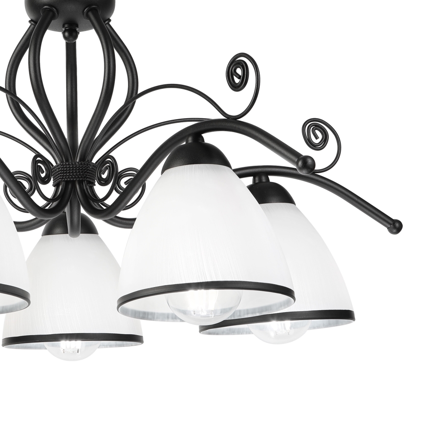 Lampadario a soffitto RETRO 5xE27/60W/230V nero/bianco