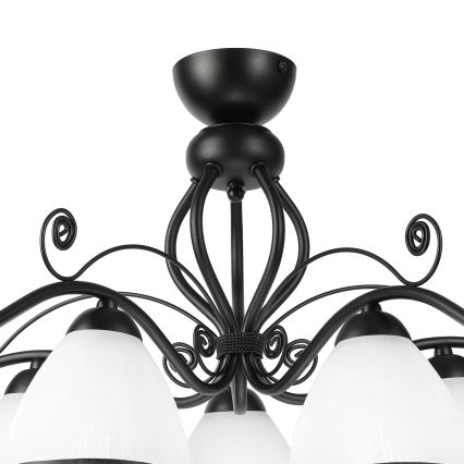 Lampadario a soffitto RETRO 5xE27/60W/230V nero/bianco