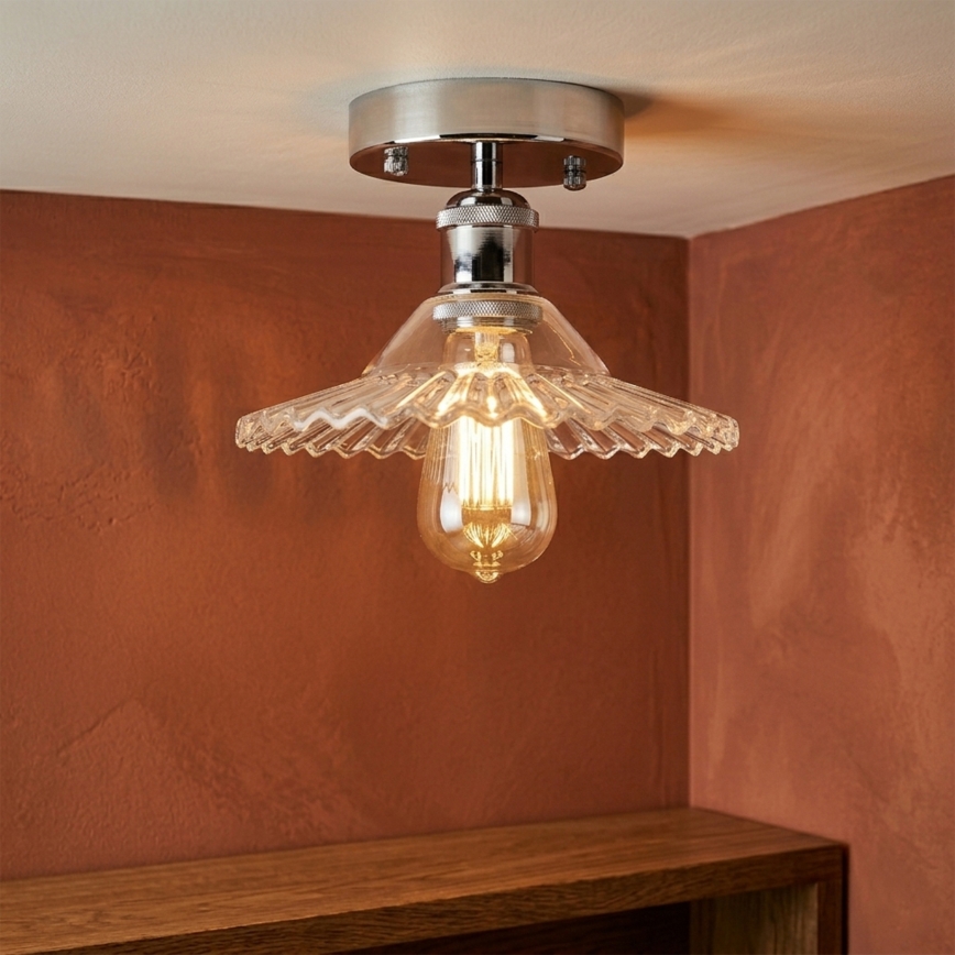 Lampadario a soffitto TRISH 1xE27/15W/230V cromo lucido/trasparente