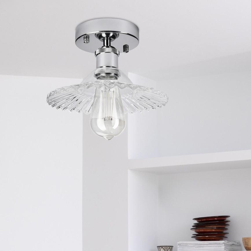 Lampadario a soffitto TRISH 1xE27/15W/230V cromo lucido/trasparente