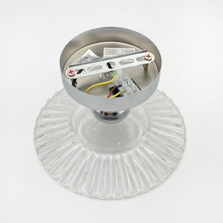 Lampadario a soffitto TRISH 1xE27/15W/230V cromo lucido/trasparente