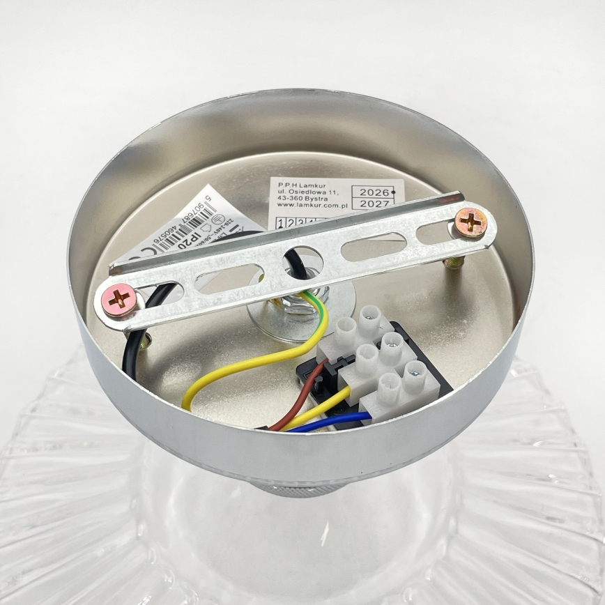 Lampadario a soffitto TRISH 1xE27/15W/230V cromo lucido/trasparente