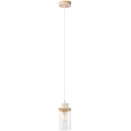 Lampadario a sospensione a cavo WOODNEST 1xE27/15W/230V pino/crema