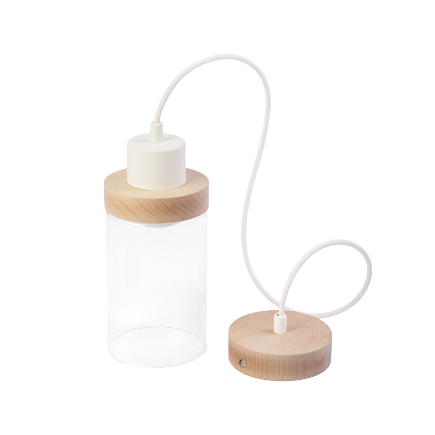 Lampadario a sospensione a cavo WOODNEST 1xE27/15W/230V pino/crema