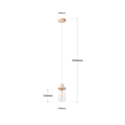 Lampadario a sospensione a cavo WOODNEST 1xE27/15W/230V pino/crema
