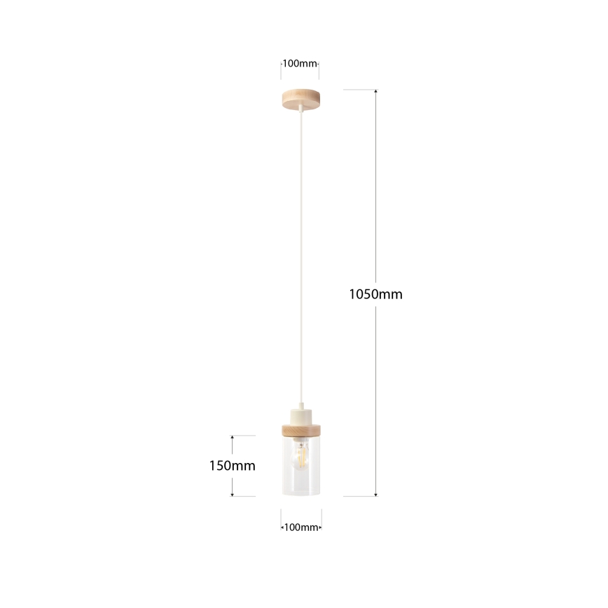 Lampadario a sospensione a cavo WOODNEST 1xE27/15W/230V pino/crema