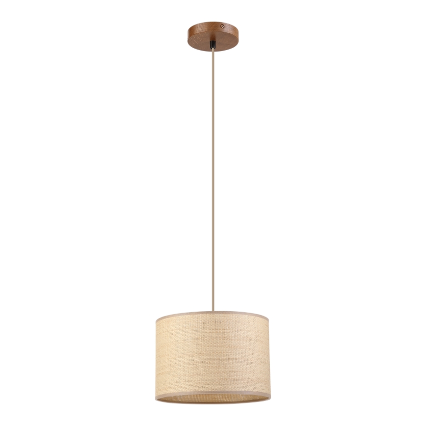 Lampadario a sospensione AIDA 1xE27/15W/230V Ø 25 cm, rovere/rafia