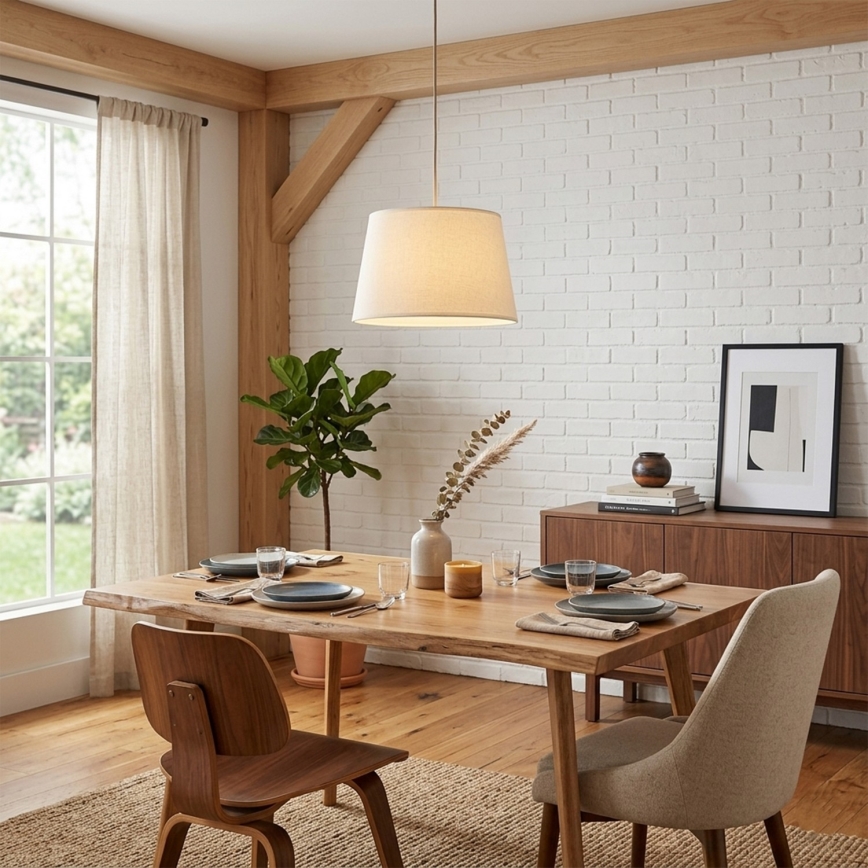 Lampadario a sospensione AIDA su cavo 1xE27/15W/230V Ø 35 cm rovere/crema