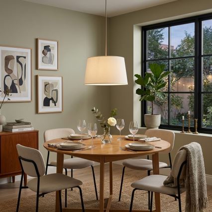 Lampadario a sospensione AIDA su cavo 1xE27/15W/230V Ø 35 cm rovere/crema