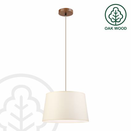 Lampadario a sospensione AIDA su cavo 1xE27/15W/230V Ø 35 cm rovere/crema