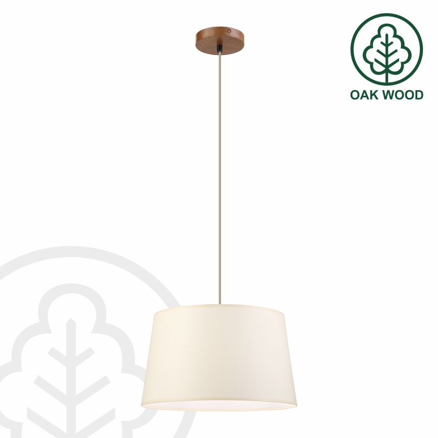 Lampadario a sospensione AIDA su cavo 1xE27/15W/230V Ø 35 cm rovere/crema