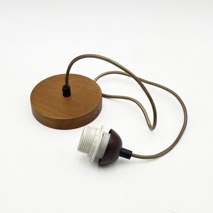 Lampadario a sospensione AIDA su cavo 1xE27/15W/230V Ø 35 cm rovere/crema