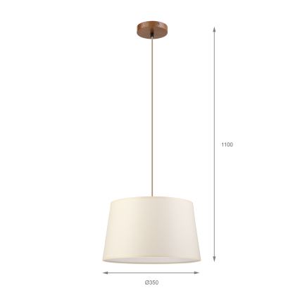 Lampadario a sospensione AIDA su cavo 1xE27/15W/230V Ø 35 cm rovere/crema
