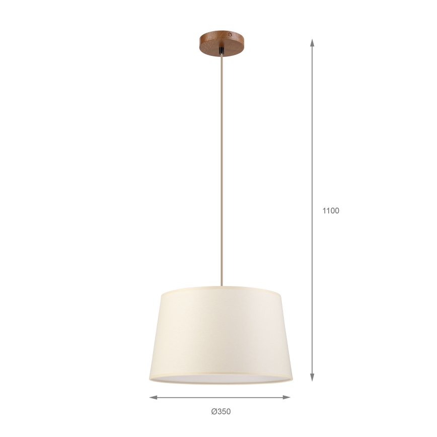 Lampadario a sospensione AIDA su cavo 1xE27/15W/230V Ø 35 cm rovere/crema