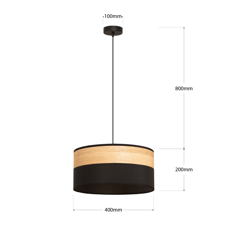 Lampadario a sospensione ALBA con cavo, 1x E27/15W/230V, Ø 40 cm, nero/marrone