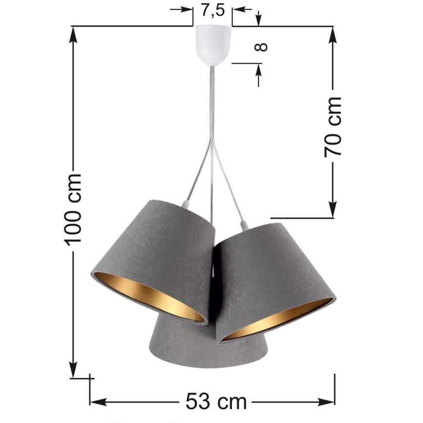 Lampadario a sospensione con filo AMBROSIA 3XE27/60W/230V