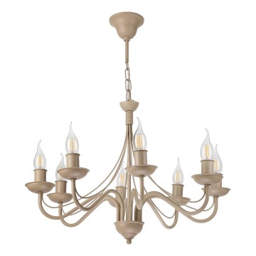 Lampadario a sospensione ANTON con catena 8xE14/60W/230V, beige