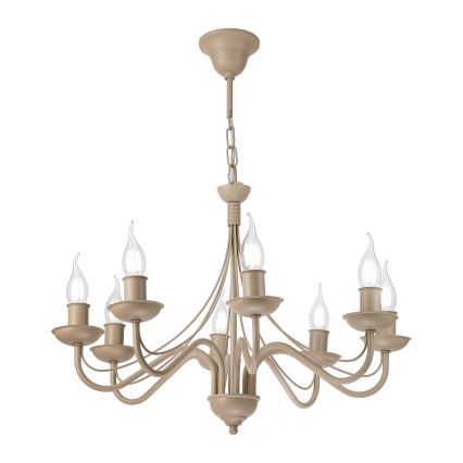Lampadario a sospensione ANTON con catena 8xE14/60W/230V, beige