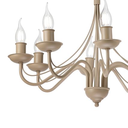 Lampadario a sospensione ANTON con catena 8xE14/60W/230V, beige