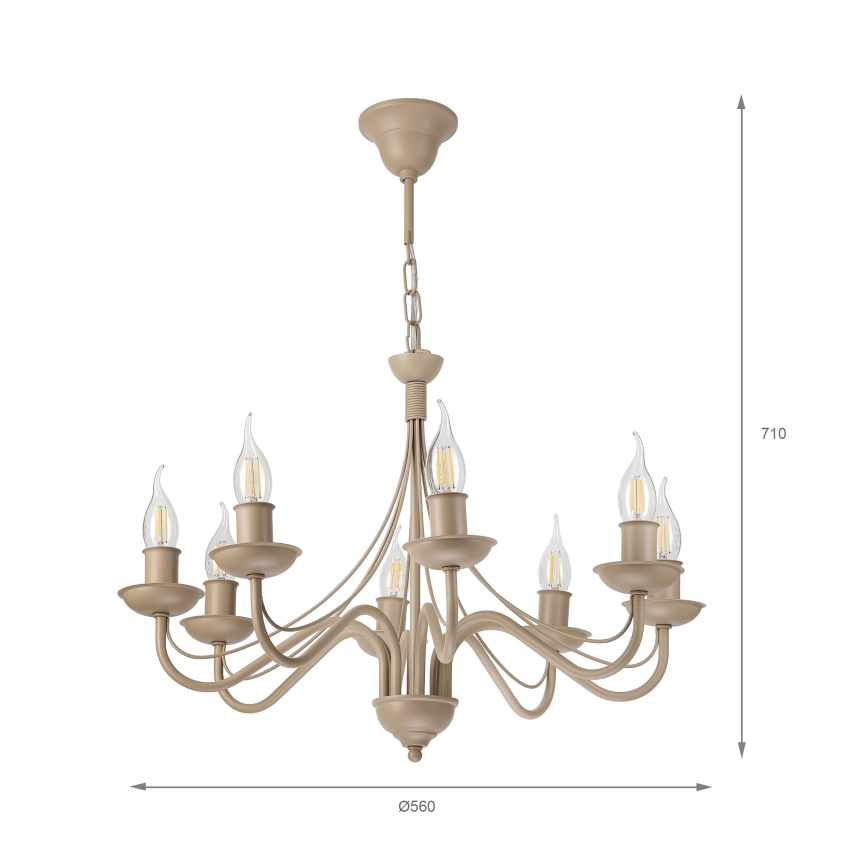 Lampadario a sospensione ANTON con catena 8xE14/60W/230V, beige