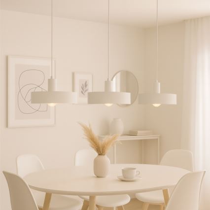 Lampadario a sospensione ARCANE con cavo 3xE27/60W/230V bianco