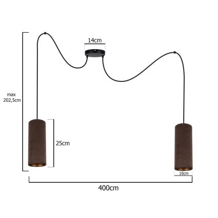 Lampadario a cavo AVALO 2xE27/60W/230V ragno marrone/rame
