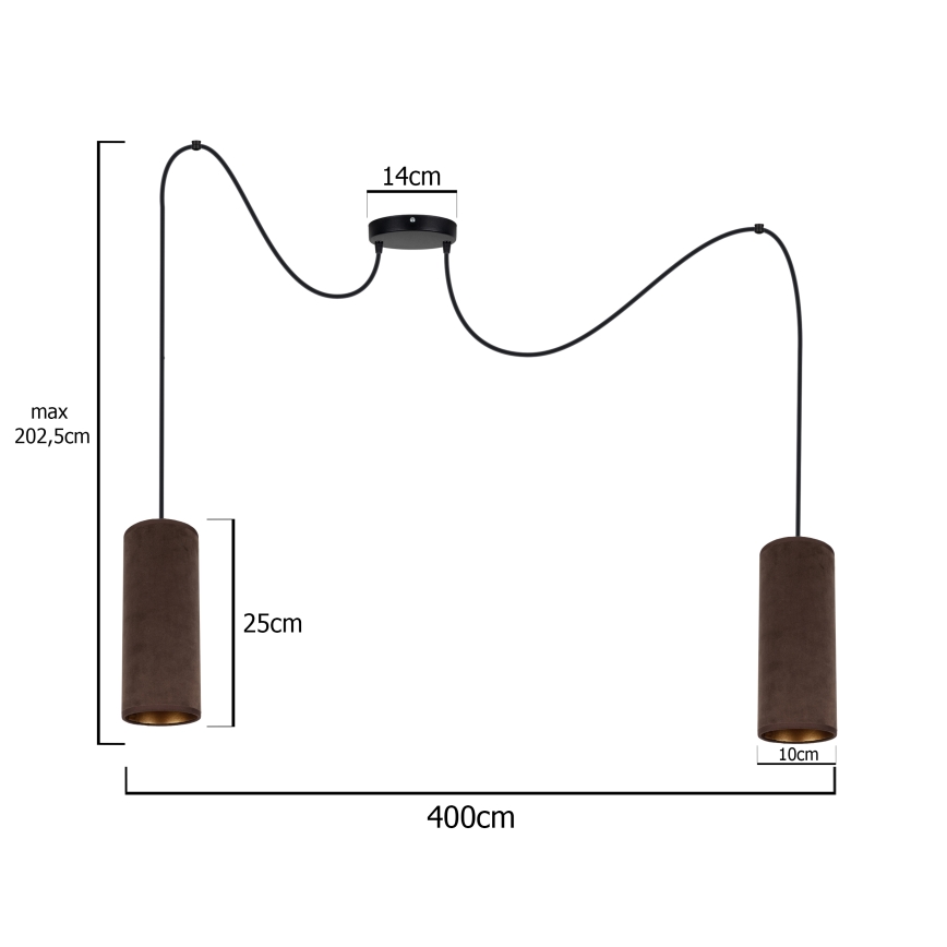 Lampadario a cavo AVALO 2xE27/60W/230V ragno marrone/rame