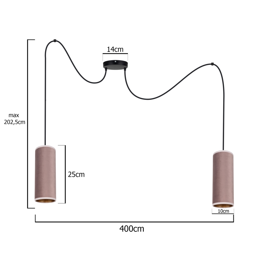 Lampadario a sospensione AVALO 2xE27/60W/230V ragno rosa/rame