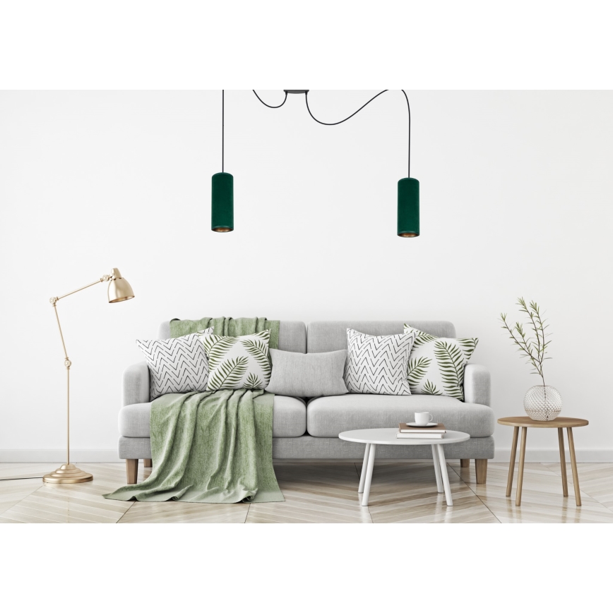 Lampadario a cavo AVALO 2xE27/60W/230V ragno verde/rame