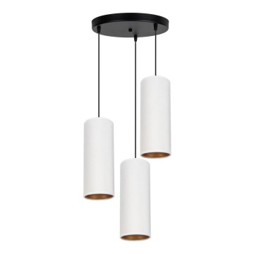 Lampadario a sospensione AVALO 3xE27/60W/230V diam. 35 cm bianco/rame