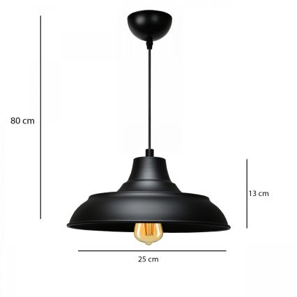 Lampadario a sospensione AYD 1xE27/40W/230V nero